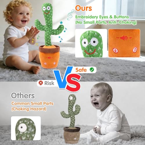 LLUKEME Dancing Talking Giraffe Toy (Cactus) - Repeats What You Say, Glows & Sings 10 Songs for Toddlers and Babies