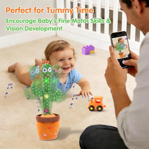 LLUKEME Dancing Talking Giraffe Toy (Cactus) - Repeats What You Say, Glows & Sings 10 Songs for Toddlers and Babies