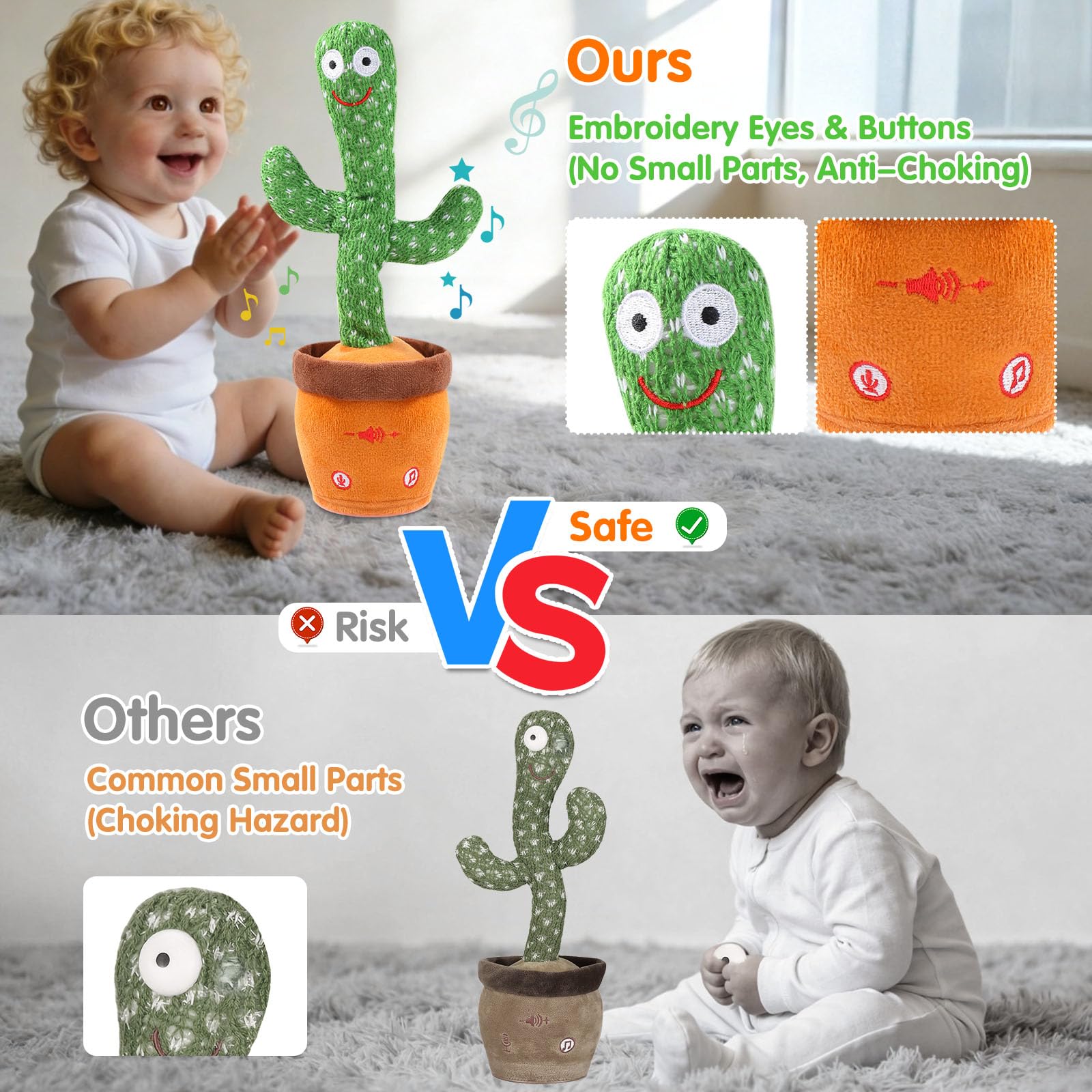 LLUKEME Dancing Talking Giraffe Toy (Cactus) - Repeats What You Say, Glows & Sings 10 Songs for Toddlers and Babies