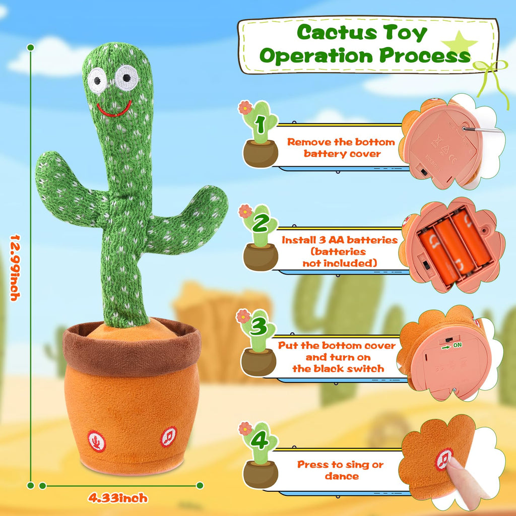 LLUKEME Dancing Talking Giraffe Toy (Cactus) - Repeats What You Say, Glows & Sings 10 Songs for Toddlers and Babies
