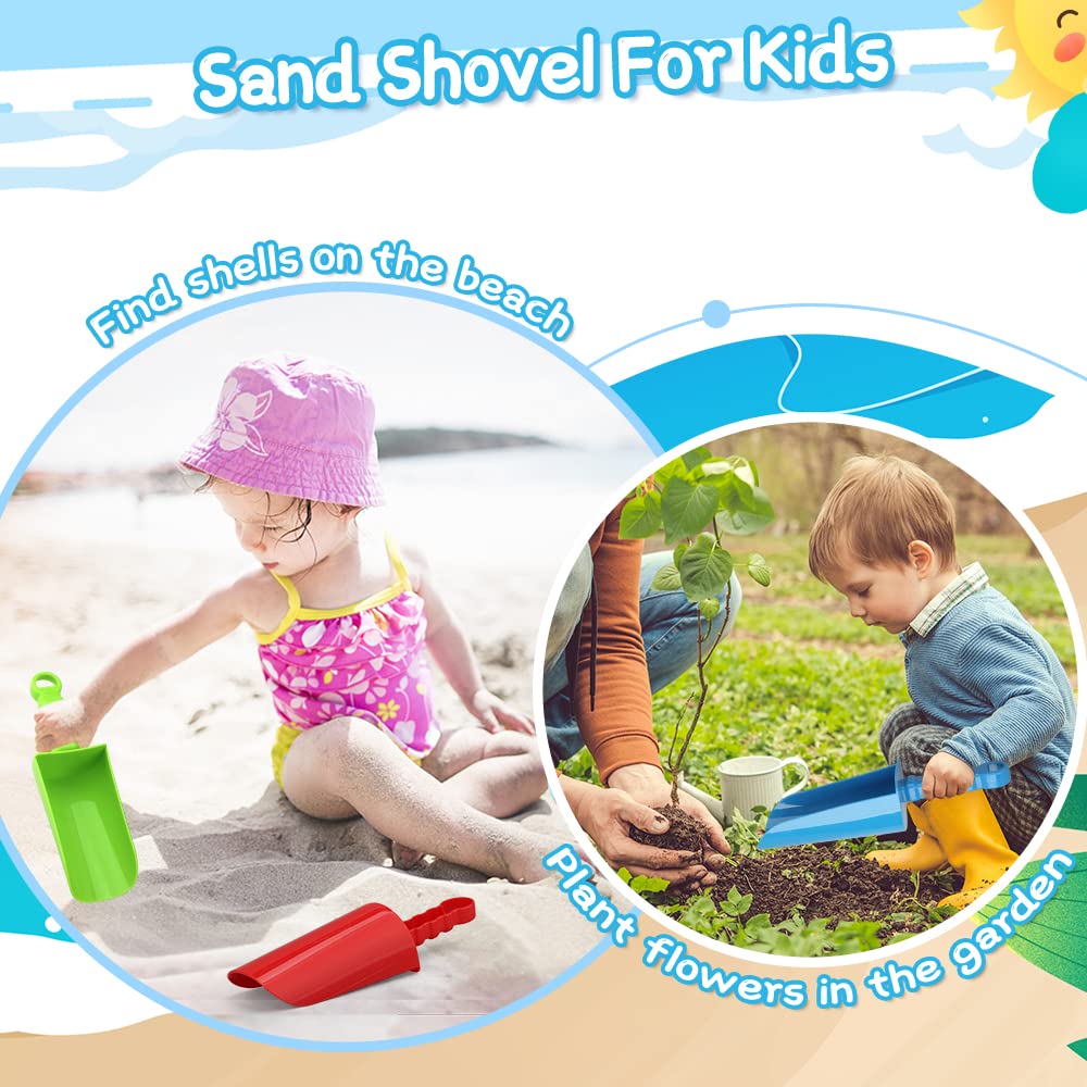 LNCOJOLM 3-Pack Thick Plastic Beach Shovels – 9.8 Inch Heavy-Duty Sand Scoops for Kids and Adults