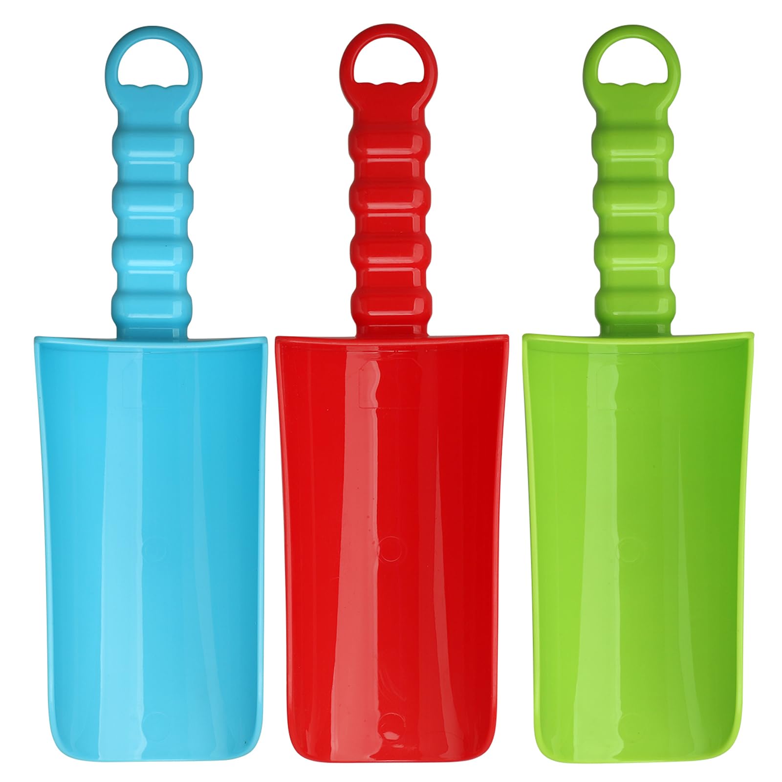 LNCOJOLM 3-Pack Thick Plastic Beach Shovels – 9.8 Inch Heavy-Duty Sand Scoops for Kids and Adults