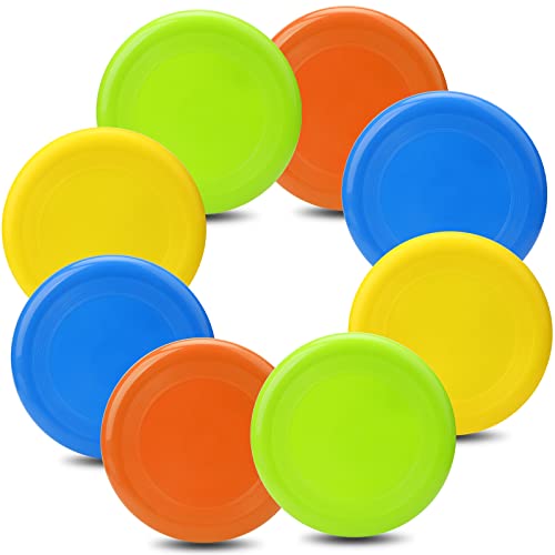LNCOJOLM 8-Inch Flying Discs (8 Pack) – Stable Flight, Non-Slip Grip, Vibrant Colors for Outdoor Games