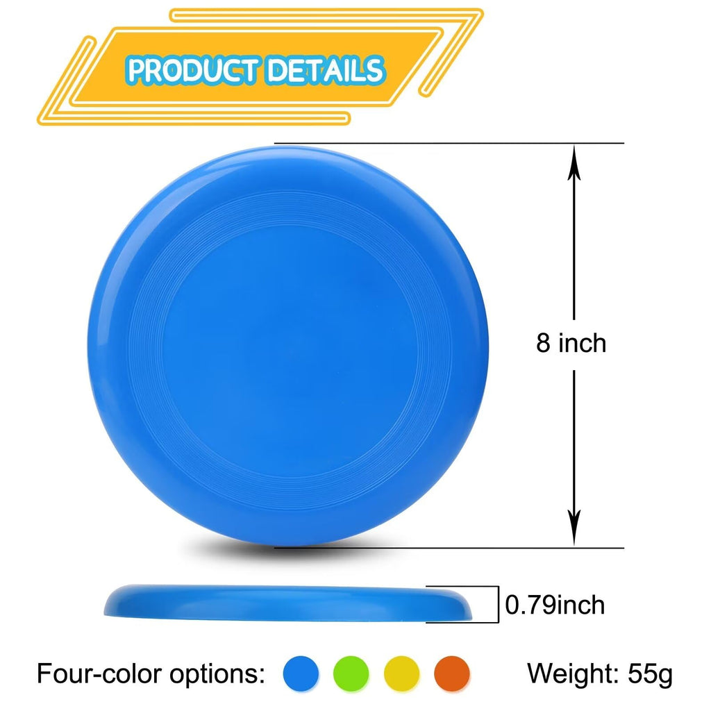 LNCOJOLM 8-Inch Flying Discs (8 Pack) – Stable Flight, Non-Slip Grip, Vibrant Colors for Outdoor Games