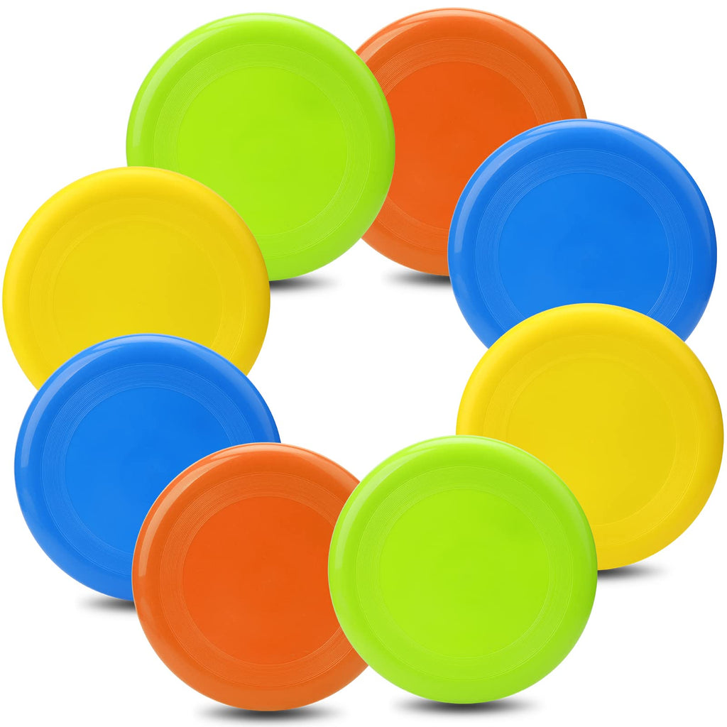 LNCOJOLM 8-Inch Flying Discs (8 Pack) – Stable Flight, Non-Slip Grip, Vibrant Colors for Outdoor Games