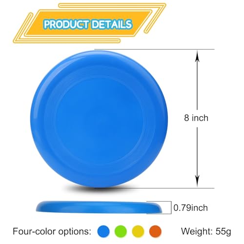LNCOJOLM 8-Inch Flying Discs (8 Pack) – Stable Flight, Non-Slip Grip, Vibrant Colors for Outdoor Games
