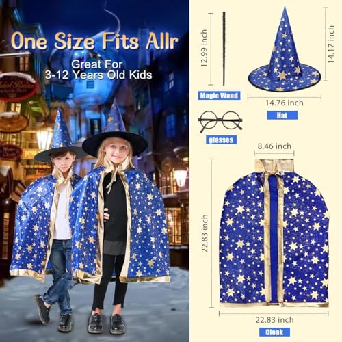 LNCOJOLM Wizard Witch Cloak Costume for Kids – Adjustable Cape with Hat for Ages 3-14