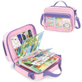 LoDrid Pink 4-Pocket Trading Card Binder - Holds 409 Cards, 50 Removable Sleeves, Nylon Case with Shoulder Strap for Travel