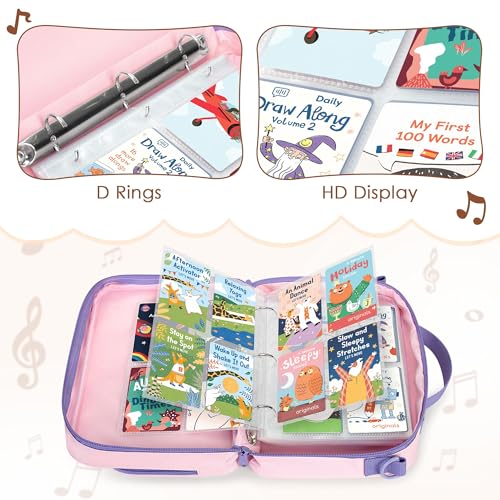 LoDrid Pink 4-Pocket Trading Card Binder - Holds 409 Cards, 50 Removable Sleeves, Nylon Case with Shoulder Strap for Travel