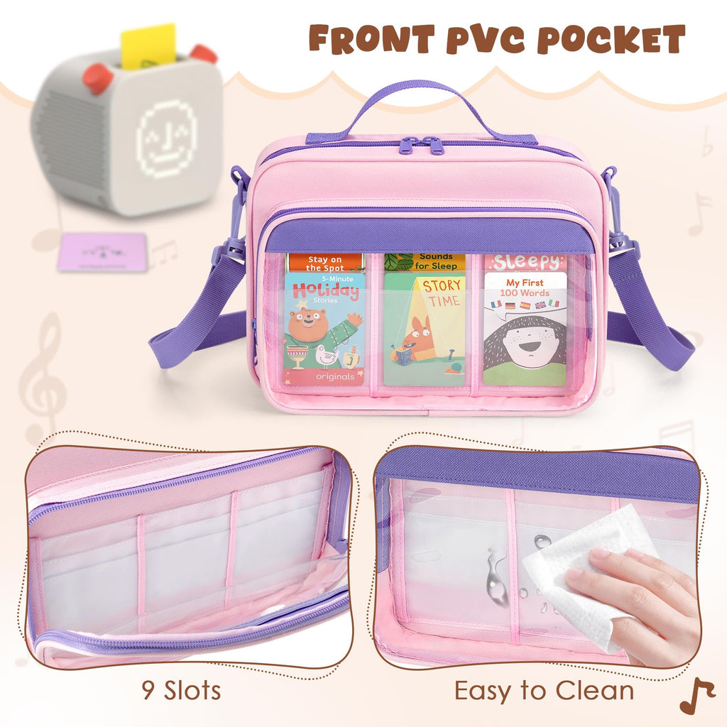LoDrid Pink 4-Pocket Trading Card Binder - Holds 409 Cards, 50 Removable Sleeves, Nylon Case with Shoulder Strap for Travel