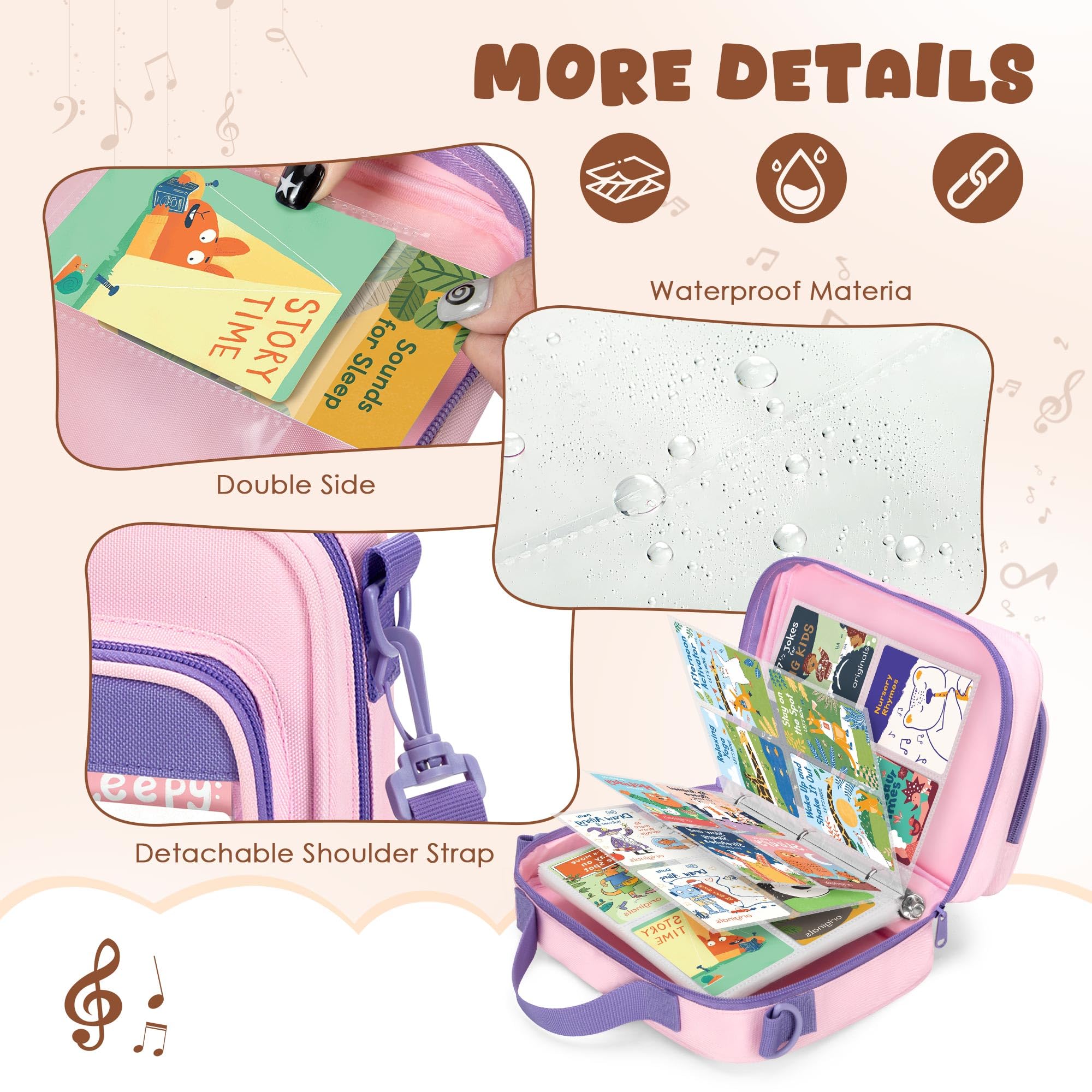 LoDrid Pink 4-Pocket Trading Card Binder - Holds 409 Cards, 50 Removable Sleeves, Nylon Case with Shoulder Strap for Travel