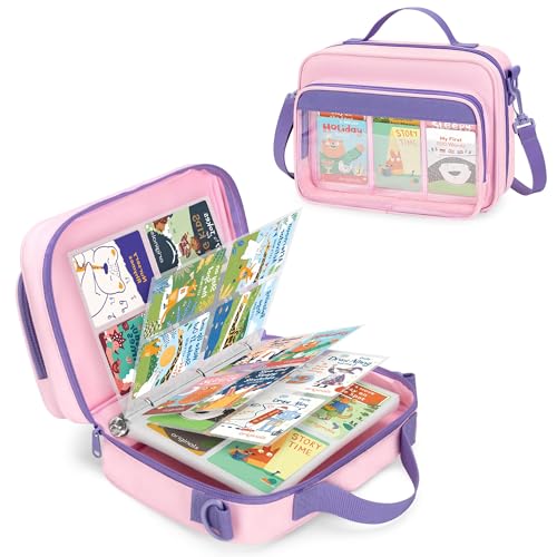 LoDrid Pink 4-Pocket Trading Card Binder - Holds 409 Cards, 50 Removable Sleeves, Nylon Case with Shoulder Strap for Travel