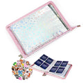 Loiuvos Pink 4-Pocket Card Binder – Holds 400 Cards, Transparent Cover with Laser Star Design, Includes 20 Stickers