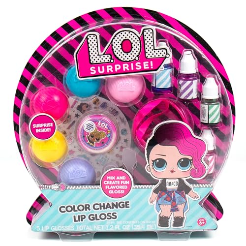 L.O.L. Surprise! DIY Color Change Lip Gloss Making Kit – Create 5 pH-Reactive Glosses with Flavors and Stickers