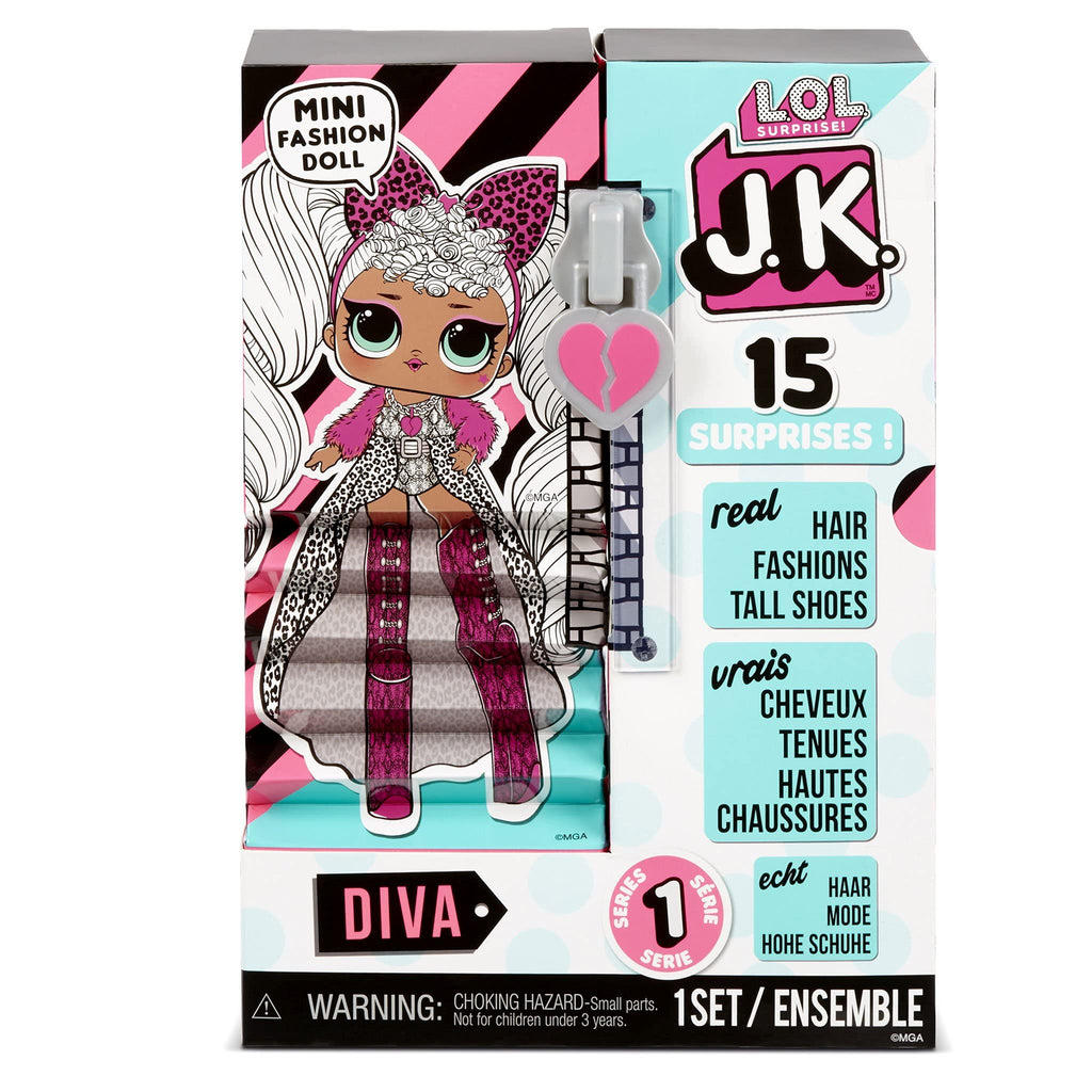 LOL Surprise JK Diva Mini Fashion Doll with 15 Surprises - Real Styled Hair, Outfits, and Accessories
