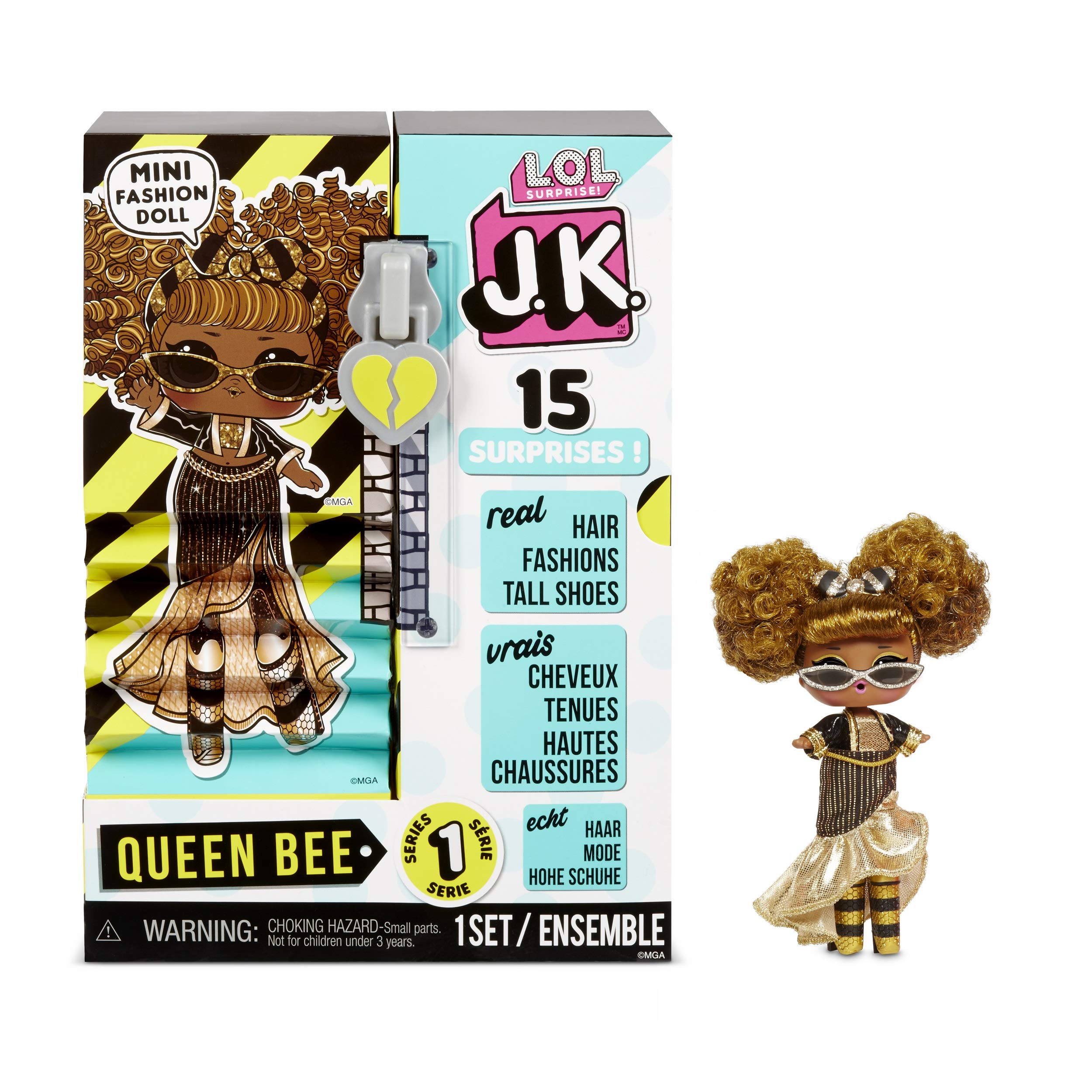 L.O.L. Surprise! JK Queen Bee Mini Fashion Doll - 15 Surprises, Real Hair & Fashion