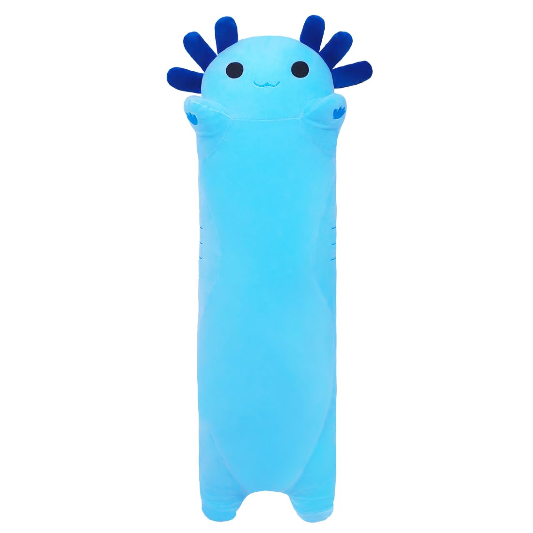 Long Axolotl Plush Body Pillow - 19.6" Soft Stuffed Animal for Kids, Blue Gift