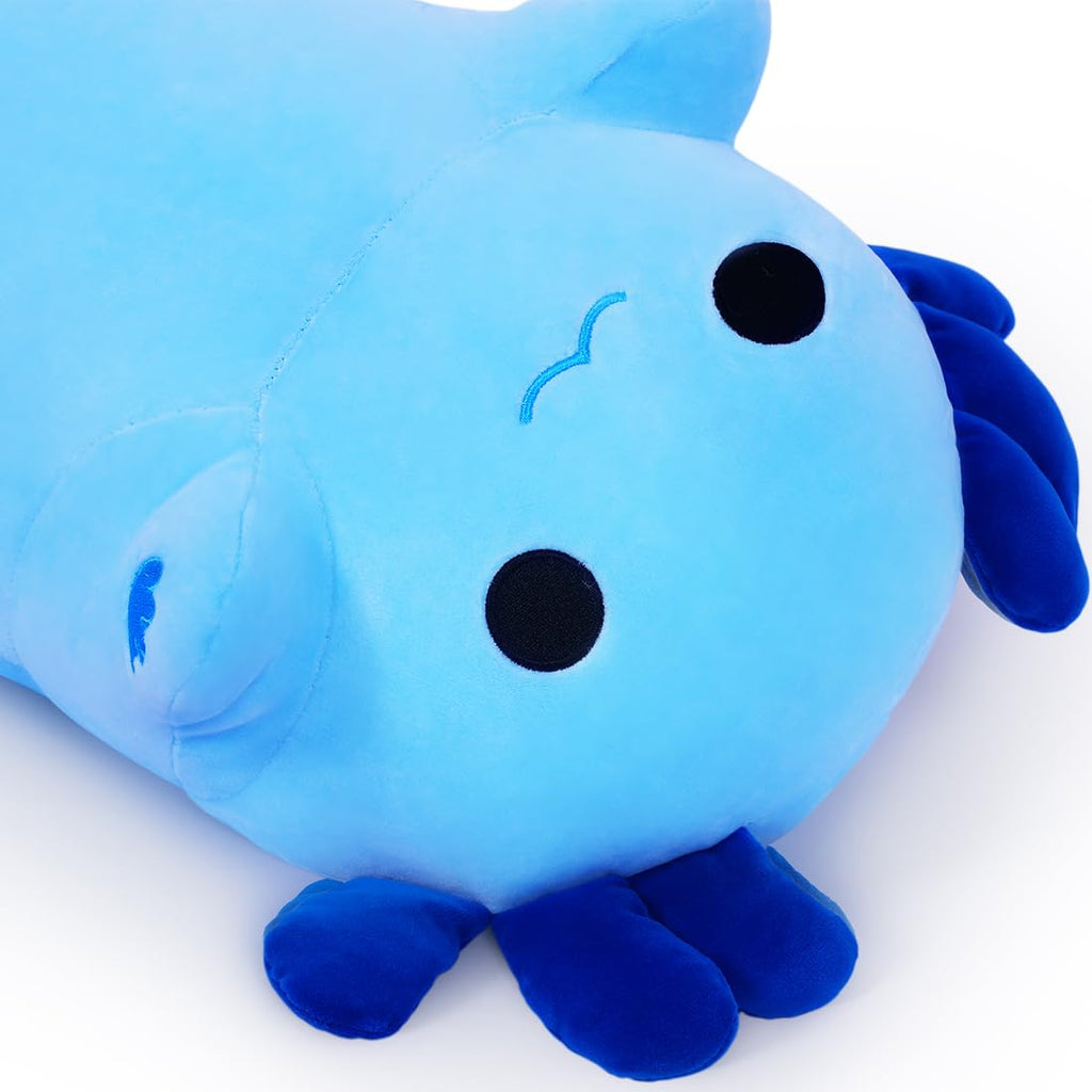 Long Axolotl Plush Body Pillow - 19.6" Soft Stuffed Animal for Kids, Blue Gift
