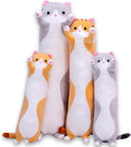 Long Body Cat Plush Pillow – 19-Inch Soft Cuddle Toy for Kids and Adults (Orange)