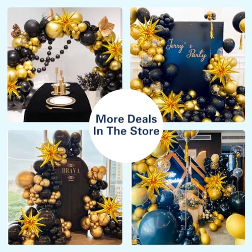 LOOLEY 137-Piece Black and Gold Balloon Garland Arch Kit with Stars for Graduation, Birthday, Retirement, and New Year Parties