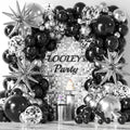 LOOLEY 137-Piece Black & Silver Balloon Arch Kit with Star Balloons – Graduation, Birthday, Retirement Party Decor