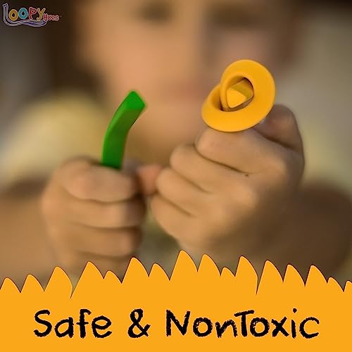 Loopy Hues Bendable Crayons, 12 Pack - 3D Number & Letter Shapes, Non-Toxic, No Sharpening Needed
