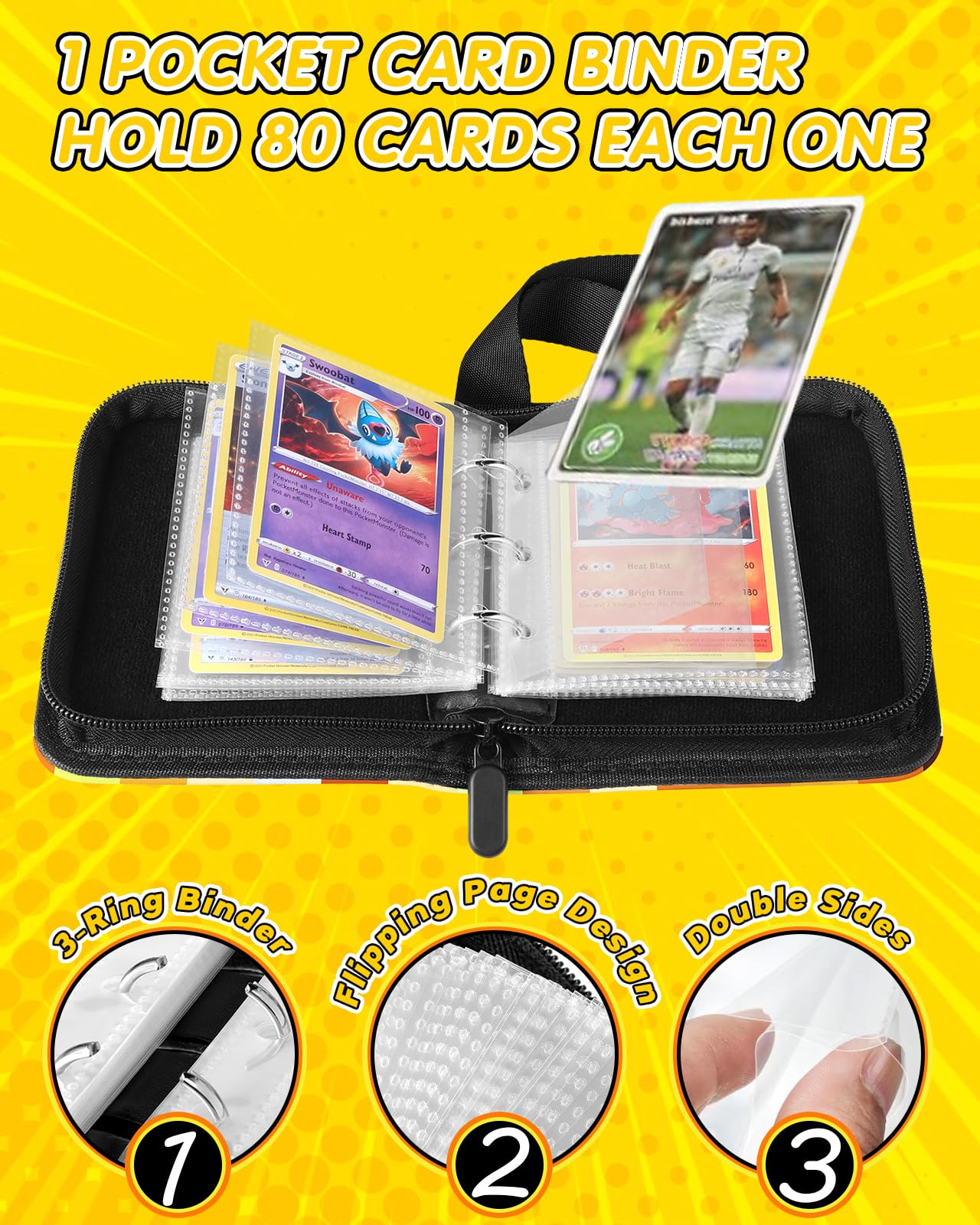 Lotadilo Mini 1-Pocket Card Binder – Holds 80 Cards, Green Checkered, Lightweight & Portable for Sports & Game Cards
