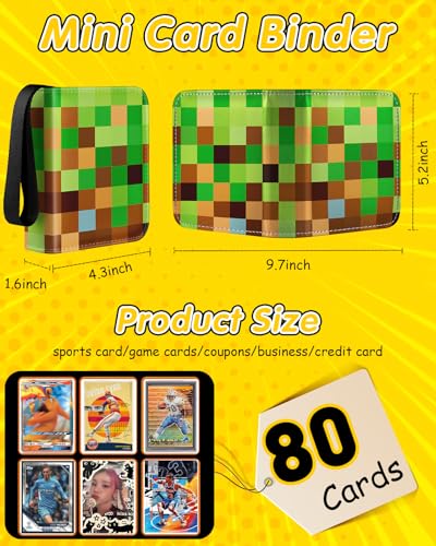Lotadilo Mini 1-Pocket Card Binder – Holds 80 Cards, Green Checkered, Lightweight & Portable for Sports & Game Cards