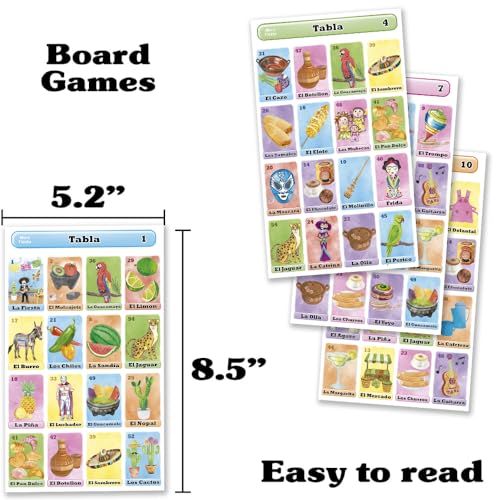 Loteria Fiesta Mexican Bingo Game Set for 10 Players - 54 Calling Cards & 10 Boards