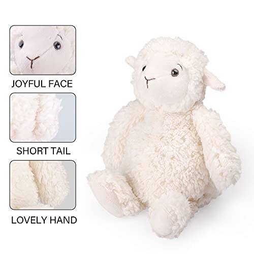 LotFancy 12-Inch Lamb Stuffed Animal - Soft Cuddly Plush with Eco-Friendly Filling, Safe for Kids