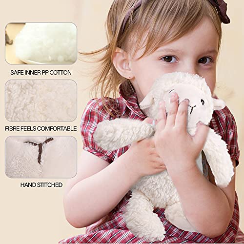 LotFancy 12-Inch Lamb Stuffed Animal - Soft Cuddly Plush with Eco-Friendly Filling, Safe for Kids