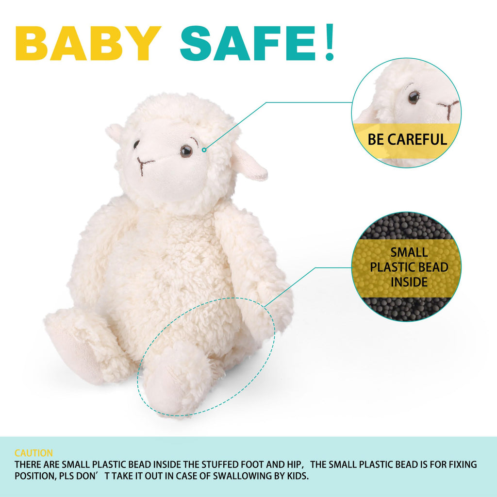 LotFancy 12-Inch Lamb Stuffed Animal - Soft Cuddly Plush with Eco-Friendly Filling, Safe for Kids