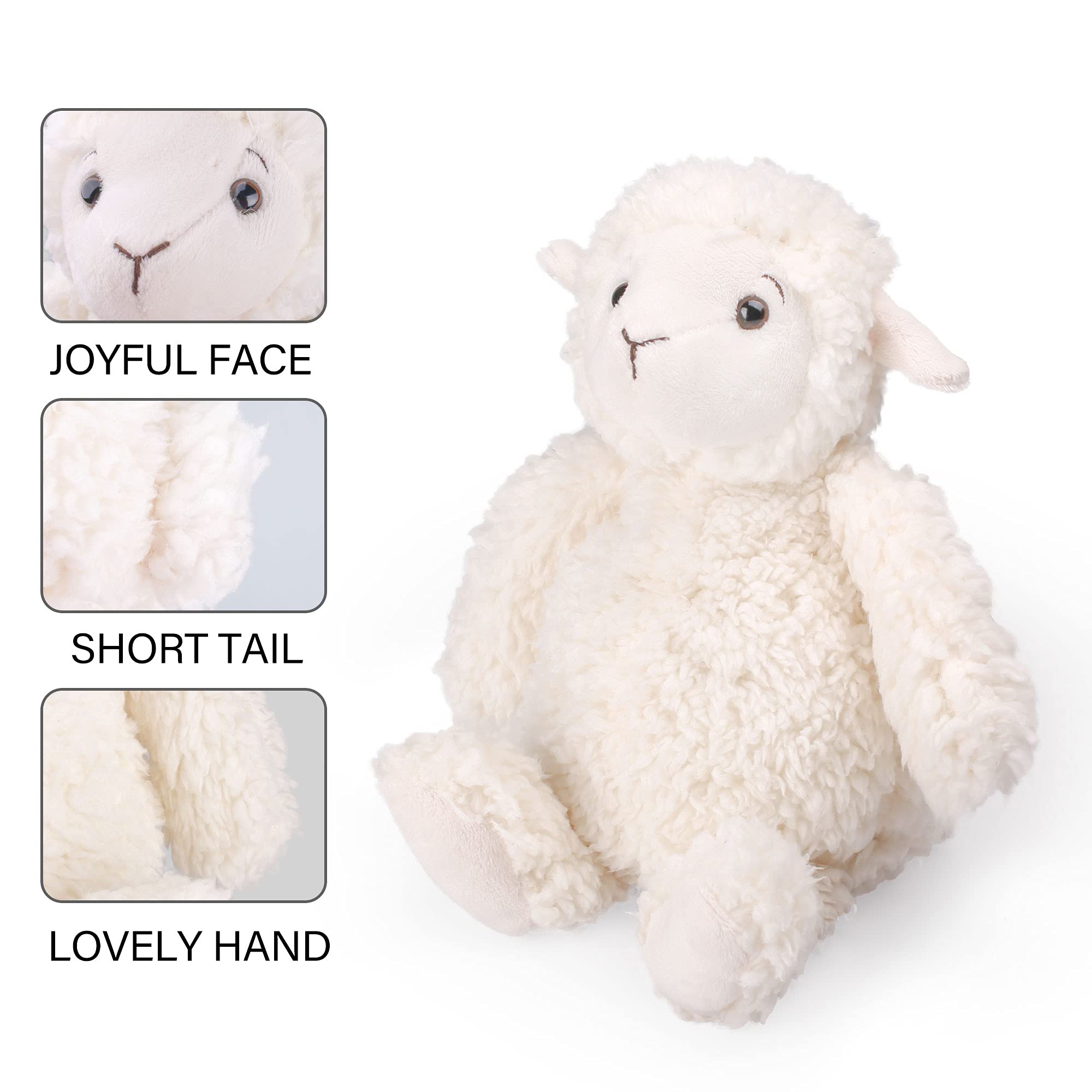 LotFancy 12-Inch Lamb Stuffed Animal - Soft Cuddly Plush with Eco-Friendly Filling, Safe for Kids