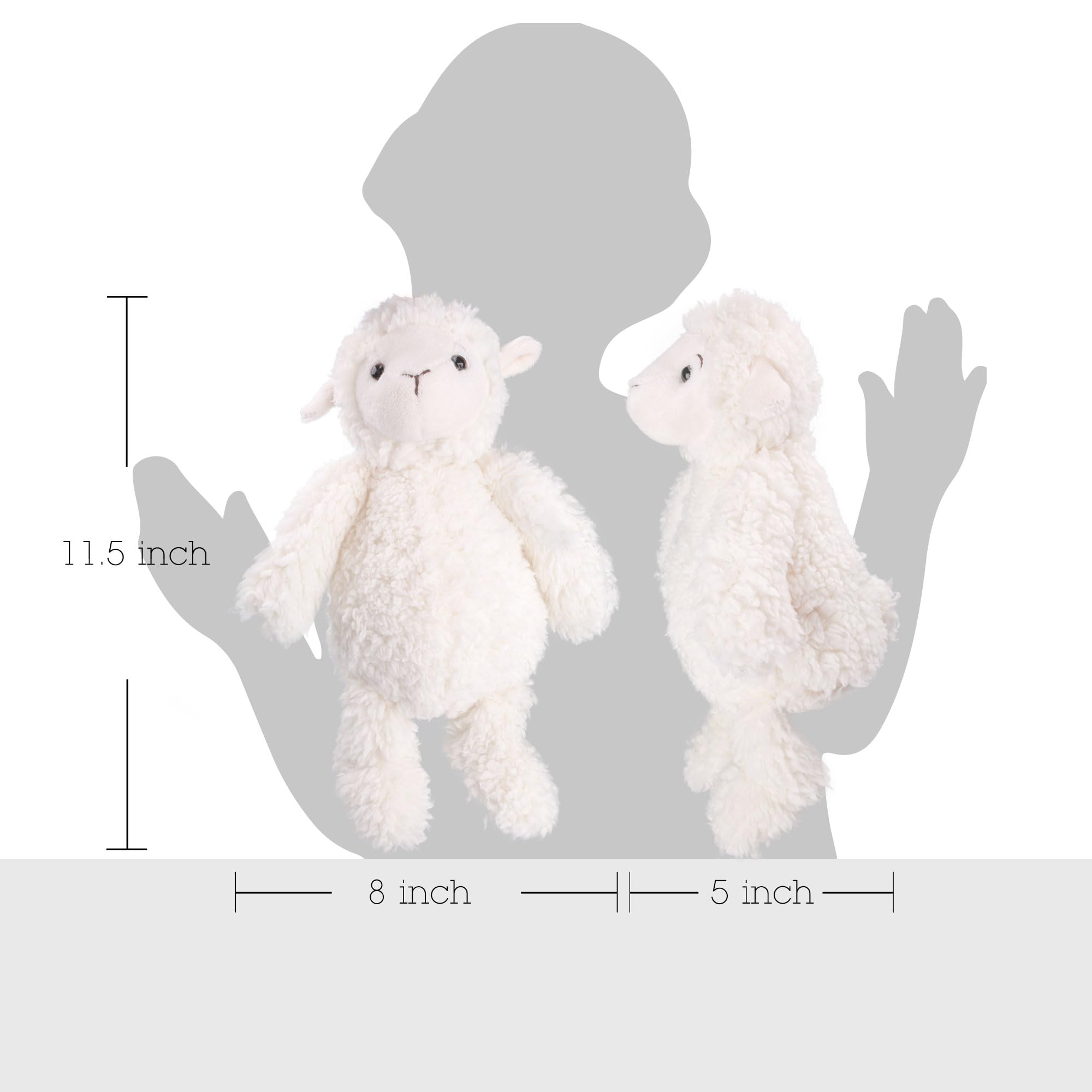 LotFancy 12-Inch Lamb Stuffed Animal - Soft Cuddly Plush with Eco-Friendly Filling, Safe for Kids