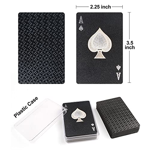 LotFancy 2 Decks Plastic Playing Cards - Waterproof Bridge Size with Cases, for Pool Beach Magic