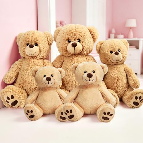 LotFancy 8-Inch Light Brown Teddy Bear – Soft Plush Stuffed Animal for Kids