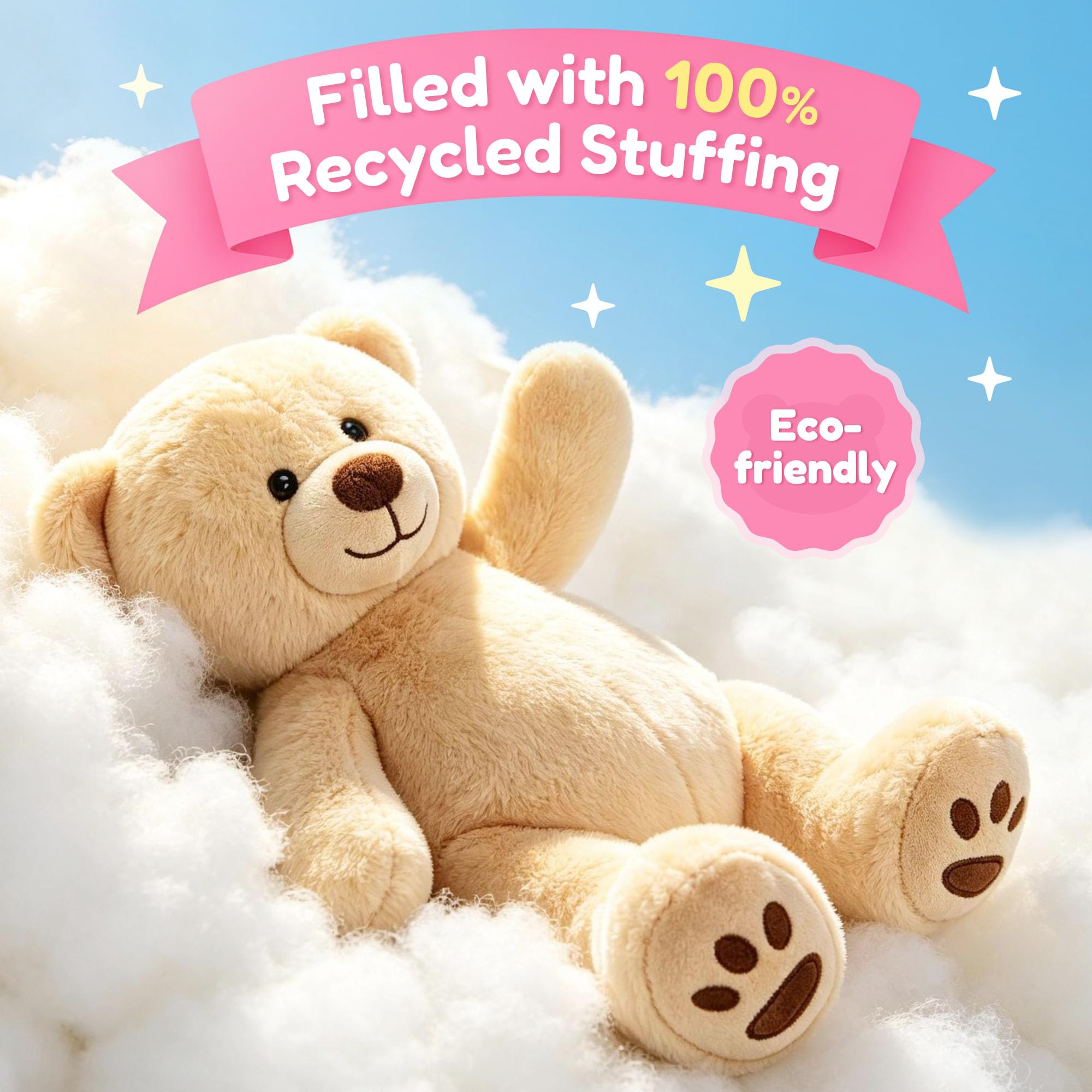 LotFancy 8-Inch Light Brown Teddy Bear – Soft Plush Stuffed Animal for Kids