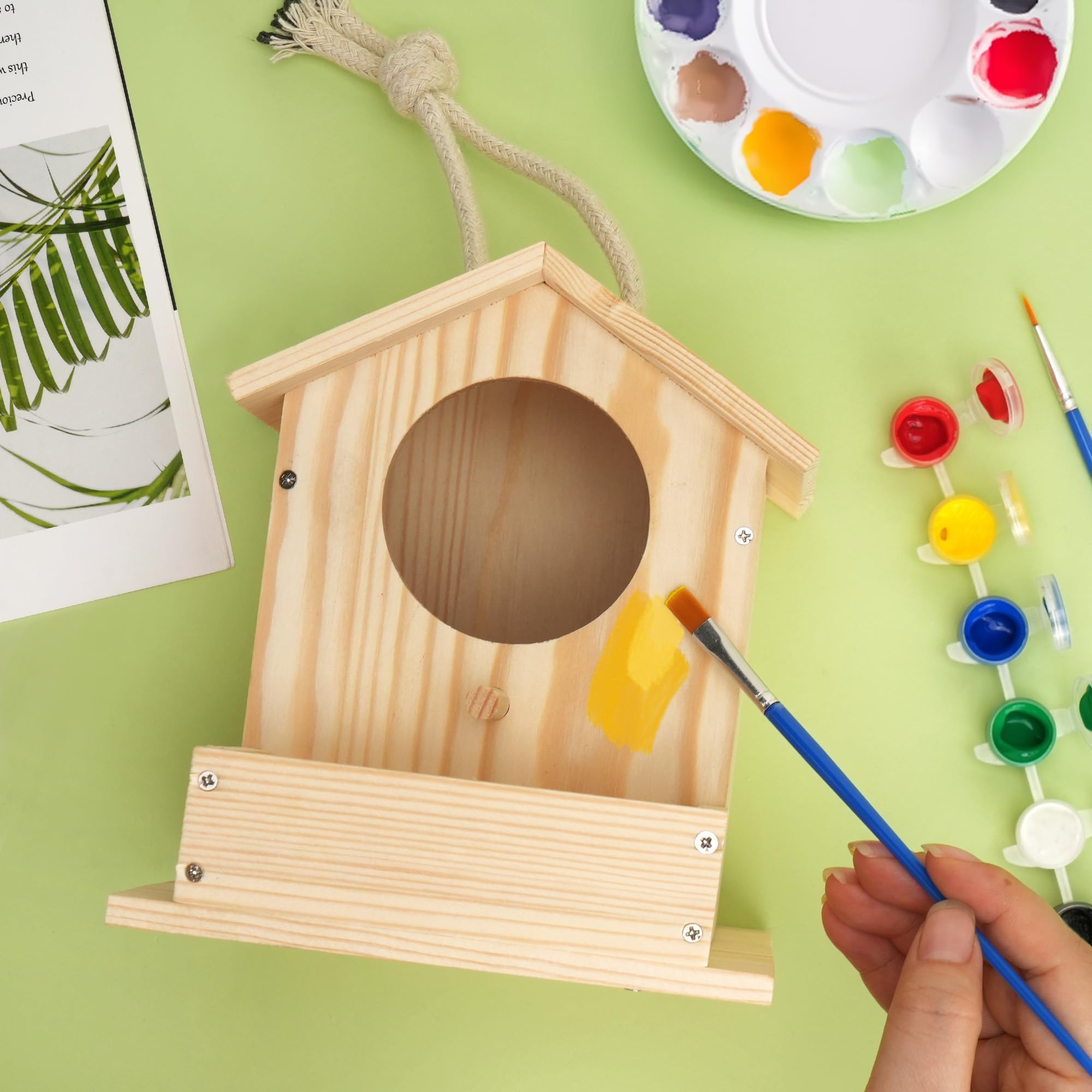 LotFancy DIY Birdhouse Kit – Build and Paint Your Own Wooden Bird House for Kids Ages 4+