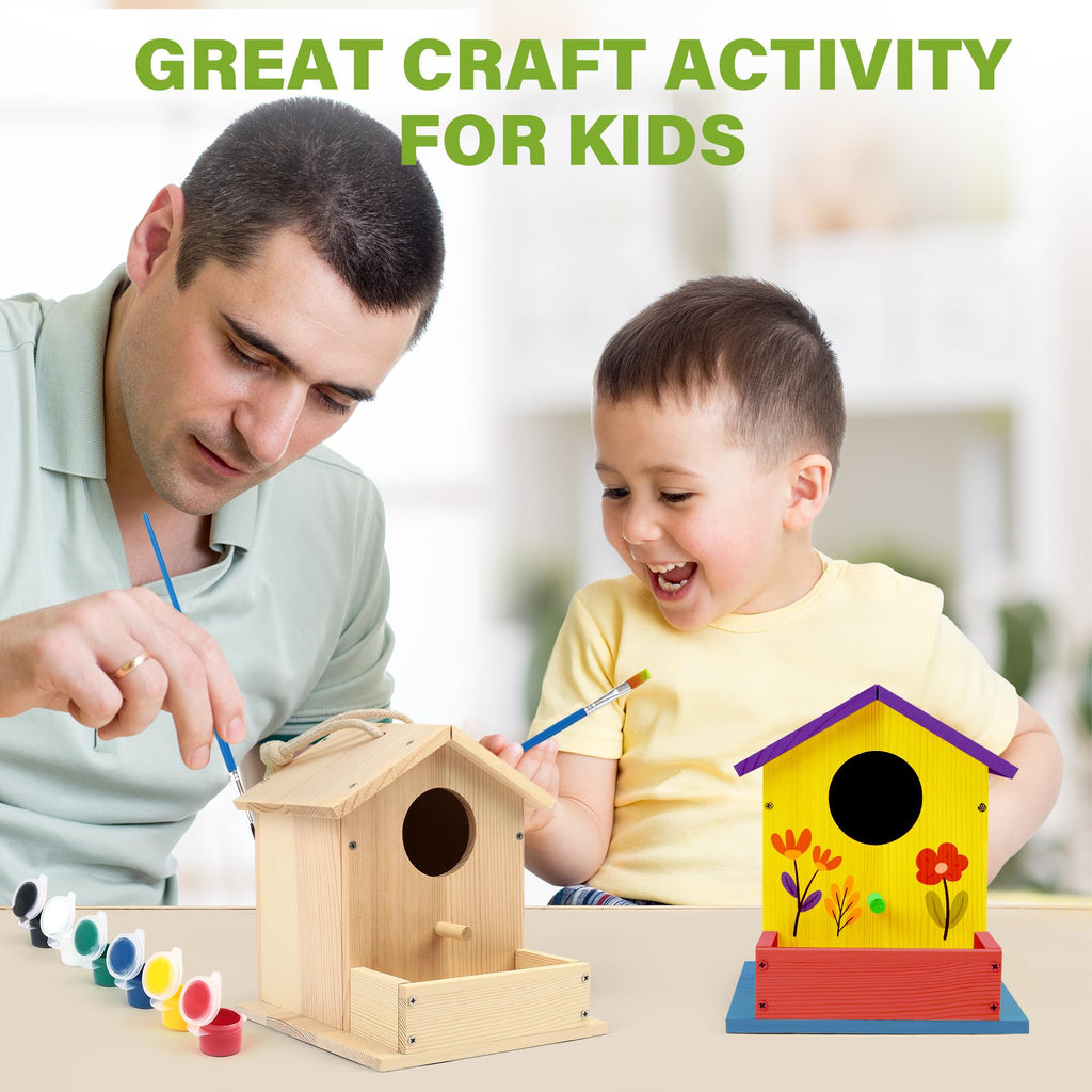 LotFancy DIY Birdhouse Kit – Build and Paint Your Own Wooden Bird House for Kids Ages 4+