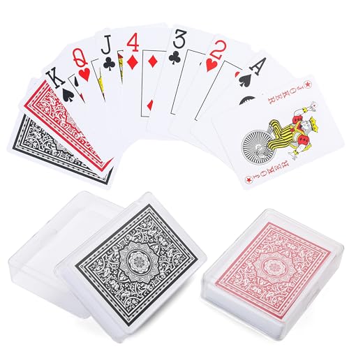LotFancy Waterproof Plastic Playing Cards 2 Decks Jumbo Index Large Print for Pool Beach & Poker