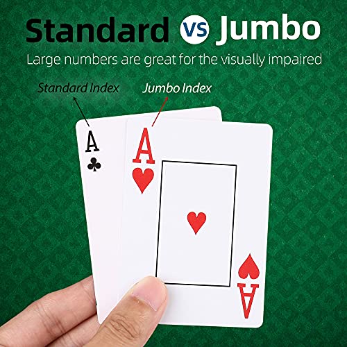 LotFancy Waterproof Plastic Playing Cards 2 Decks Jumbo Index Large Print for Pool Beach & Poker