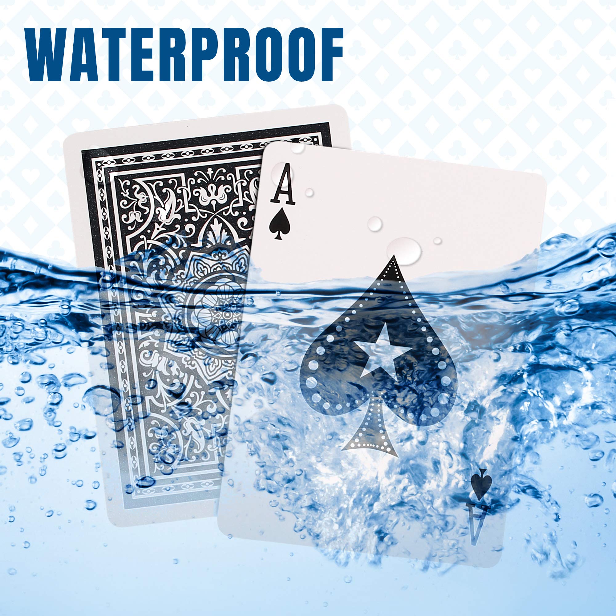 LotFancy Waterproof Playing Cards – 100% Plastic, 2 Decks (Red & Black), Poker Size, Standard Index, Washable PVC for Pool, Beach & Magic Tricks