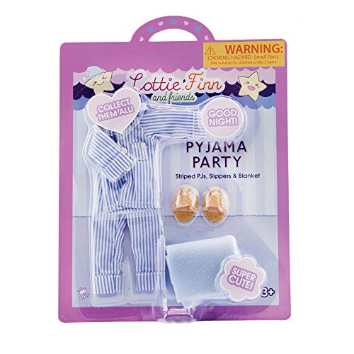 Lottie Pyjama Party Outfit Set for 7-Inch Dolls – Striped Pajamas, Slippers, and Blanket