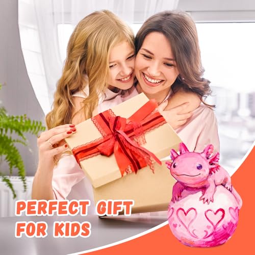 Loungelore Paint Your Own Axolotl Lamp Kit – DIY Tap Night Light for Kids