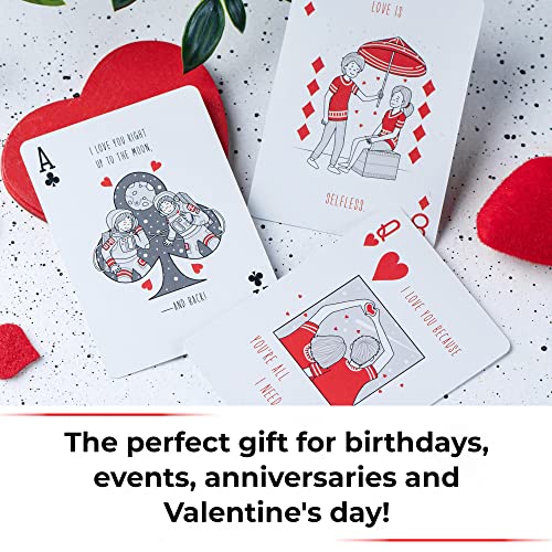 Love You Playing Cards, Red & Medieval Black Deck with Unique Hand Drawn Love Artwork