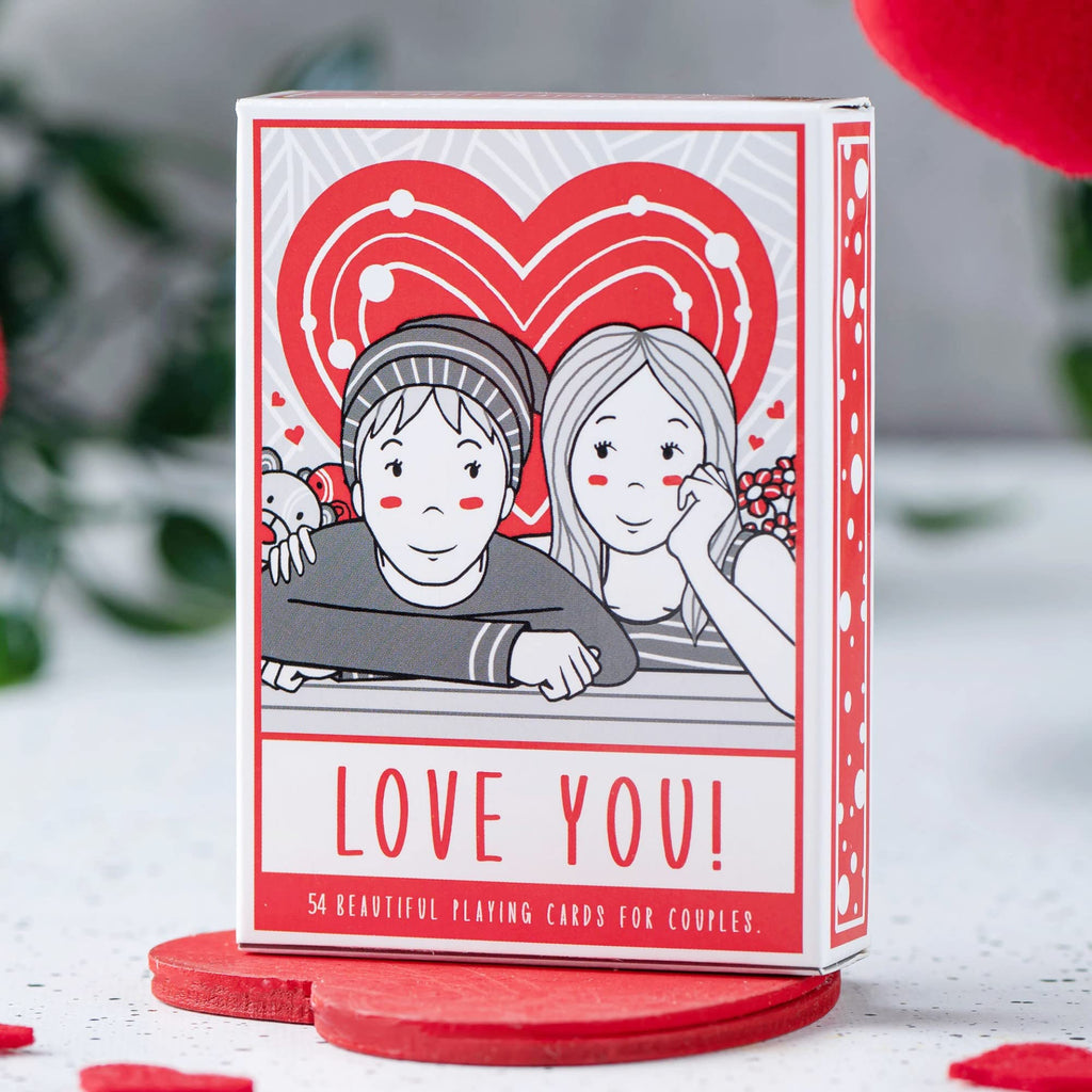 Love You Playing Cards, Red & Medieval Black Deck with Unique Hand Drawn Love Artwork