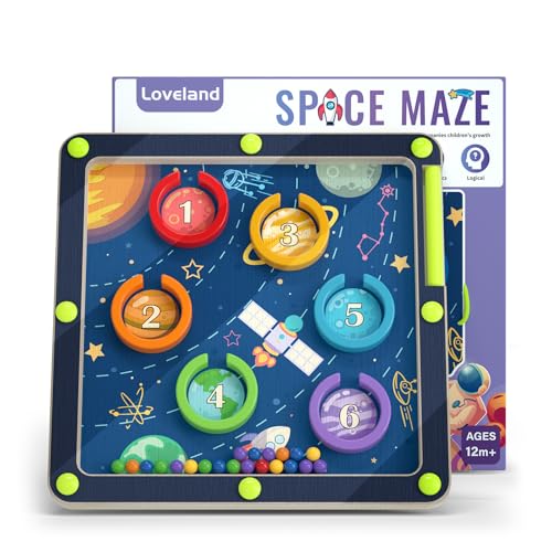 LOVELAND Magnetic Maze Toy Level 1 – Montessori Wooden Color & Number Maze for Toddlers 1-3