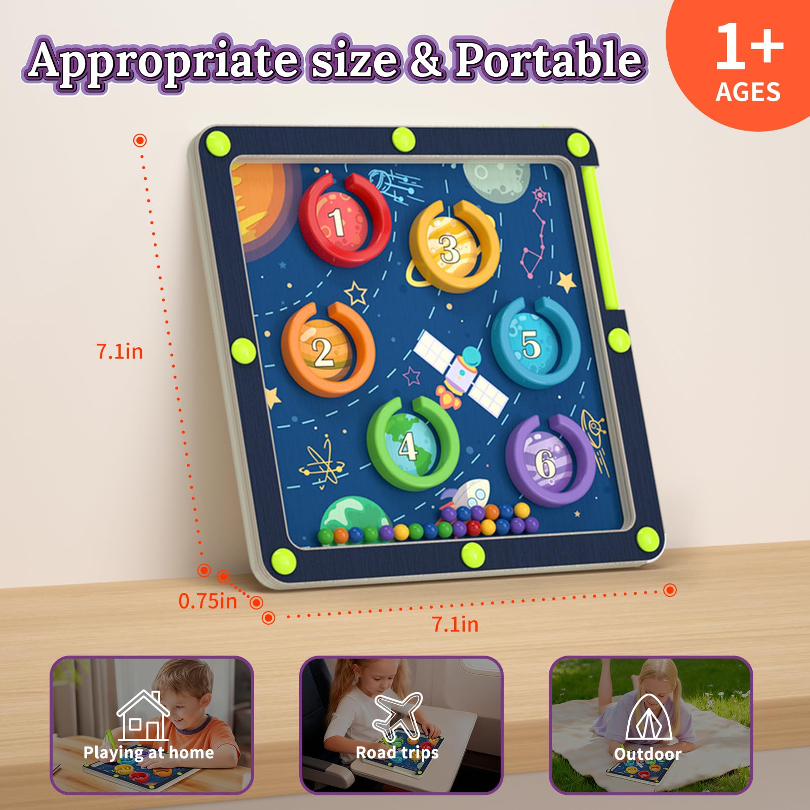 LOVELAND Magnetic Maze Toy Level 1 – Montessori Wooden Color & Number Maze for Toddlers 1-3