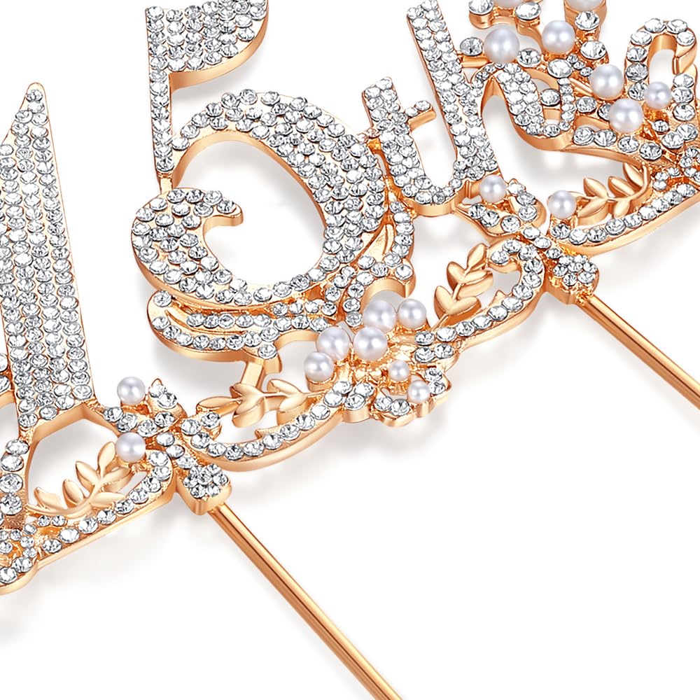 Lovelyshop Diamond Gold Cake Topper – 13cm Large Retro Design for 15th Birthday & Quinceañera