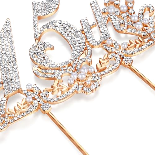 Lovelyshop Diamond Gold Cake Topper – 13cm Large Retro Design for 15th Birthday & Quinceañera